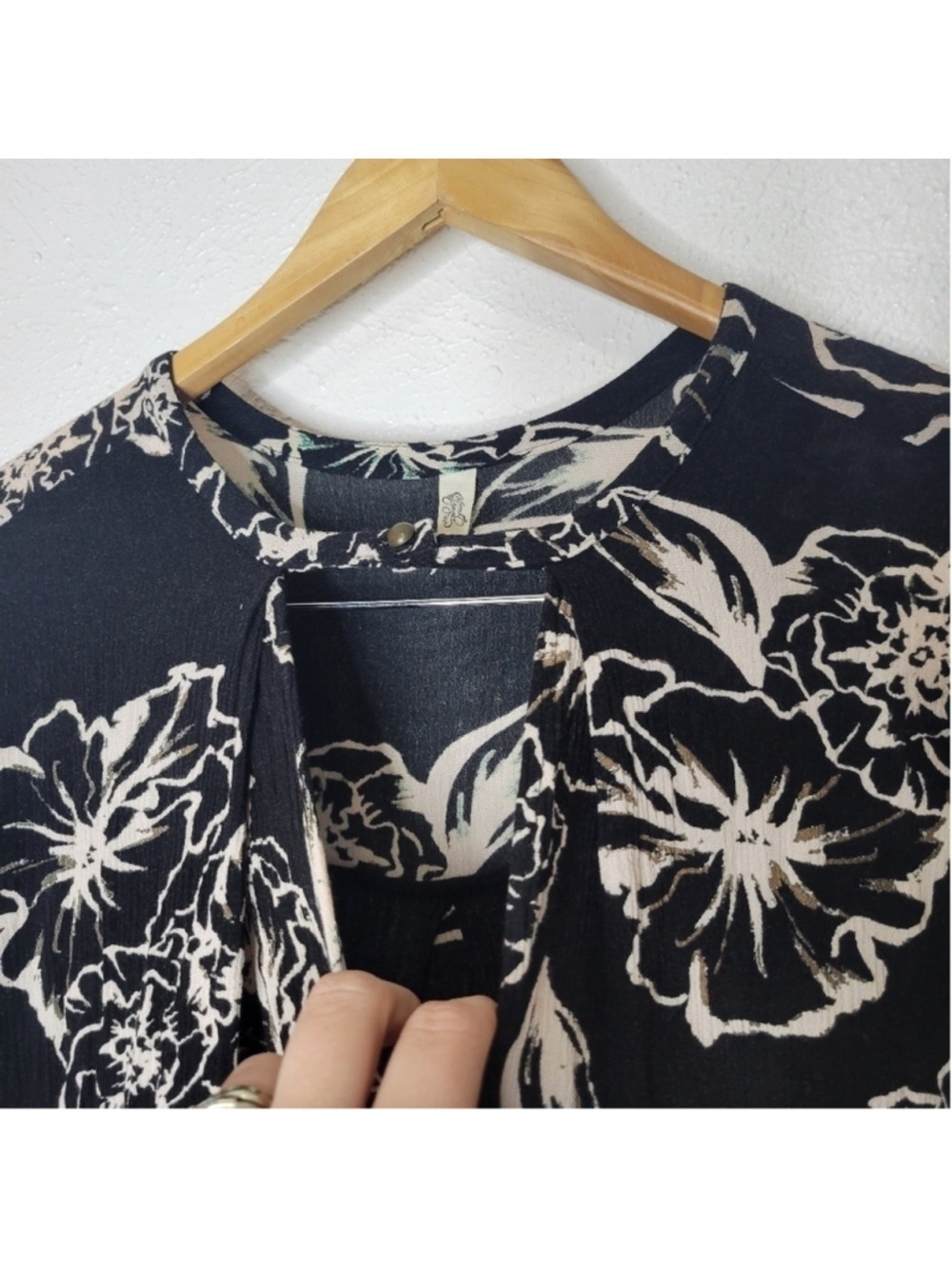 Free People Black Foil Floral Swing Dress Women's Size XSmall - Picture 4 of 12